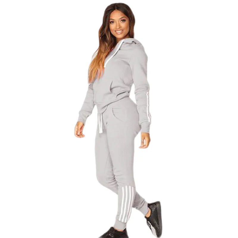 Casual Women's Hooded Zipper Tracksuit