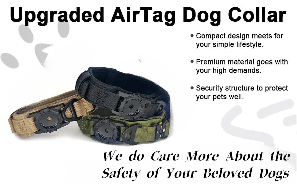 Tactical Dog Collar with AirTag Holder