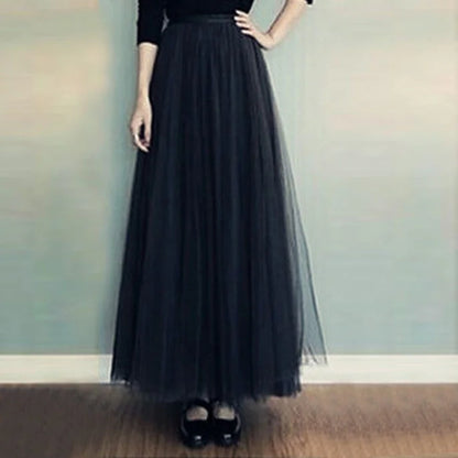 Elegant 3-Layer Midi Tulle Skirt for Women