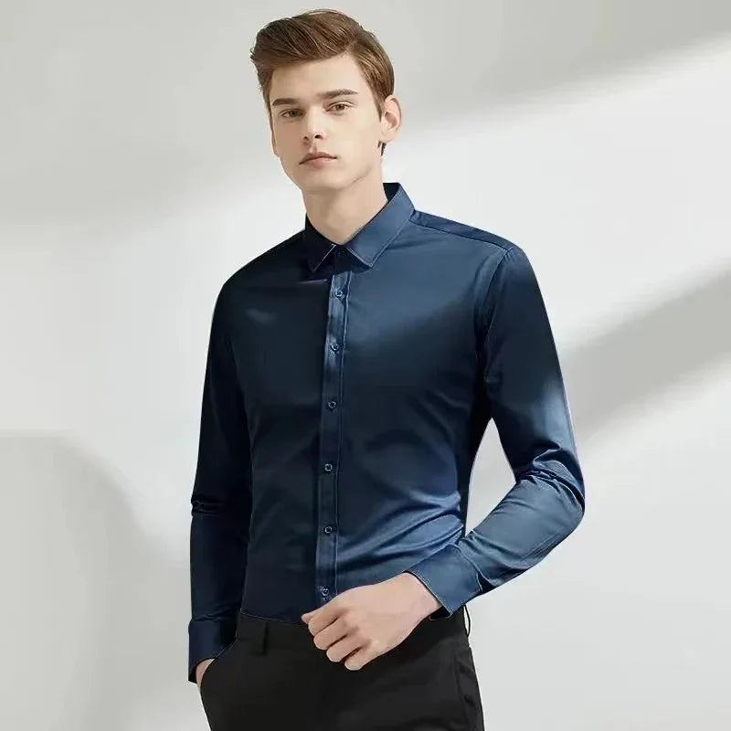 Men's Non-Iron Elastic Long-Sleeved Shirt