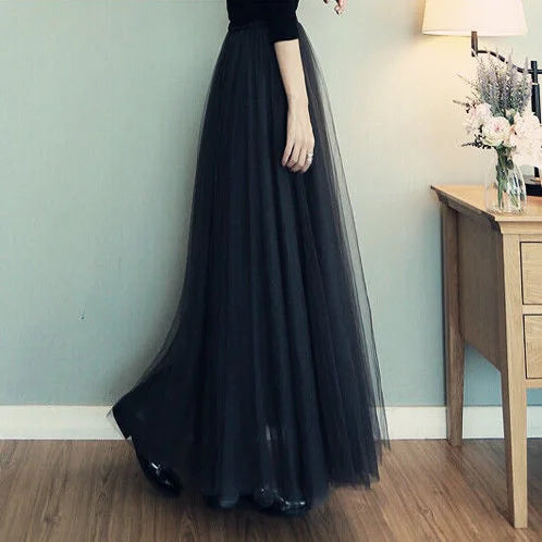 Elegant 3-Layer Midi Tulle Skirt for Women