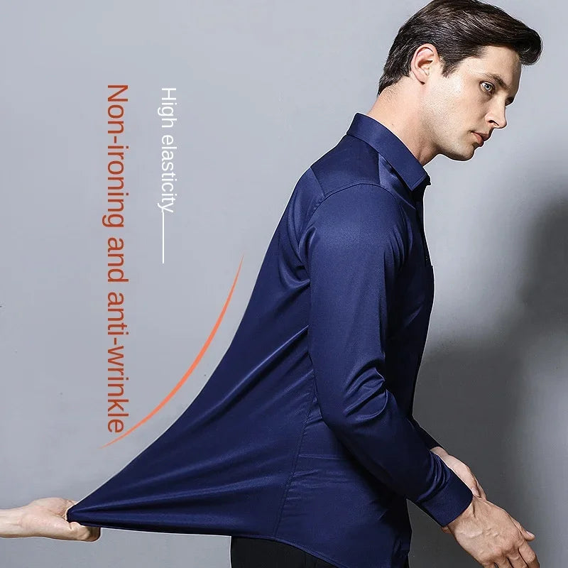 Men's Non-Iron Elastic Long-Sleeved Shirt