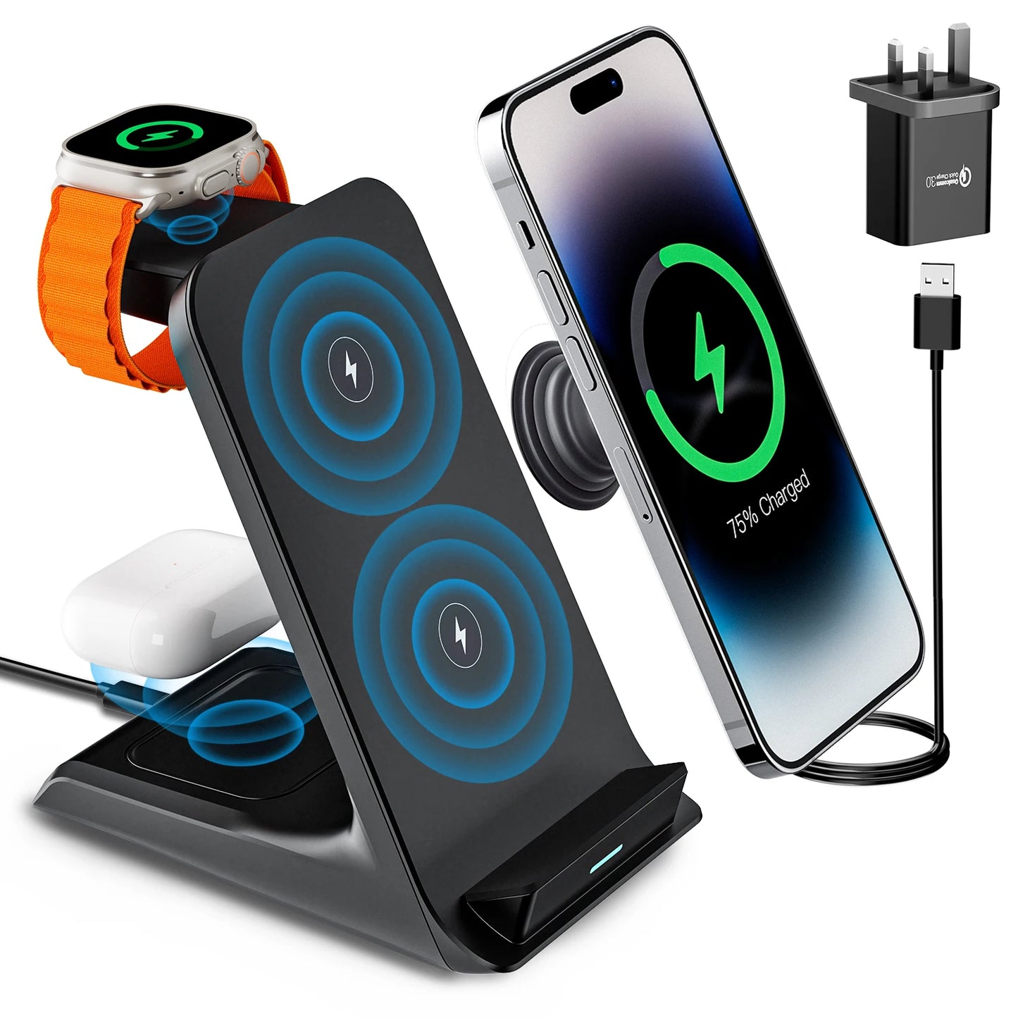 KPON 3-in-1 Fast Wireless Charger