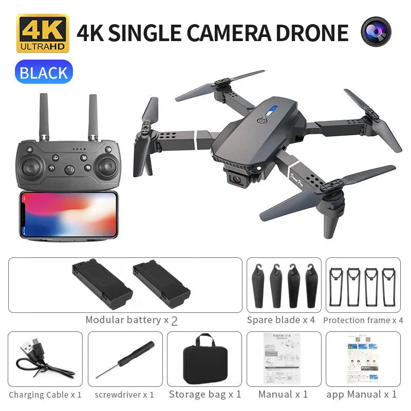 E88 Foldable 4K Drone with Dual Camera