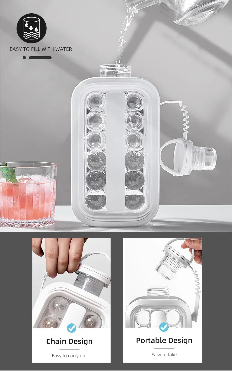 Portable Ice Maker Bottle and Tray