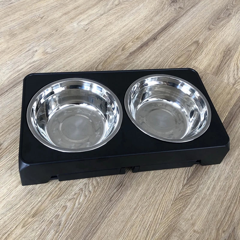 Adjustable Raised Feeder with Double Bowls