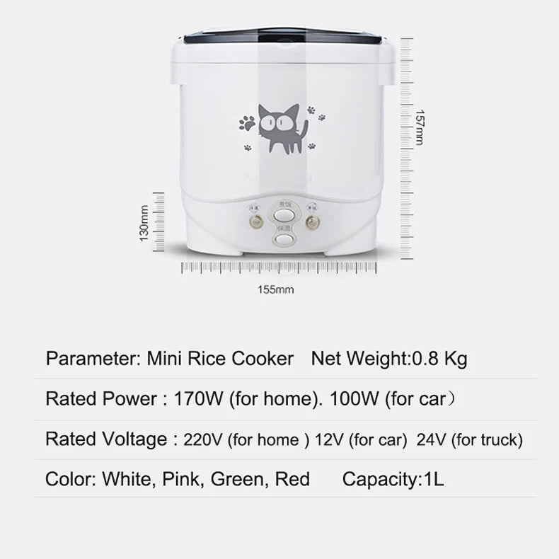 Portable Dual-Use Mini Rice Cooker 12V