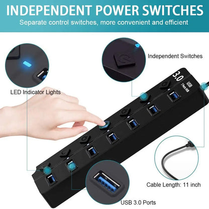 7-Port USB 3.0 Hub with Power Switch