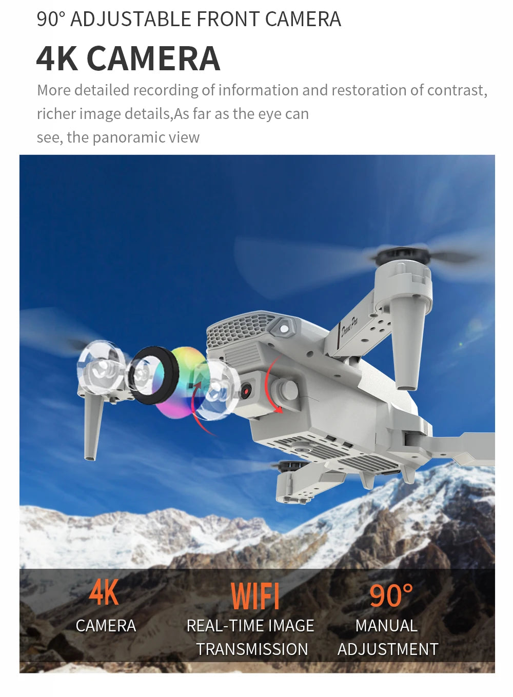 E88 Foldable 4K Drone with Dual Camera