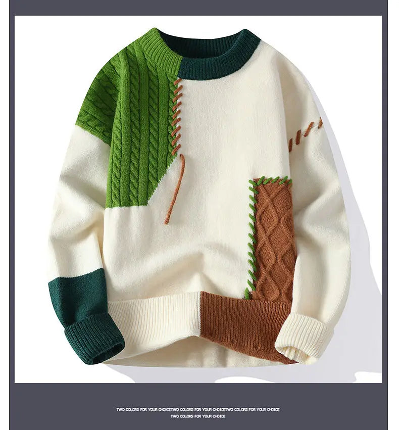 Stylish Patchwork Turtleneck Men's Sweater