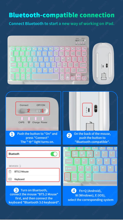 Bluetooth Rainbow Backlit Keyboard and Mouse