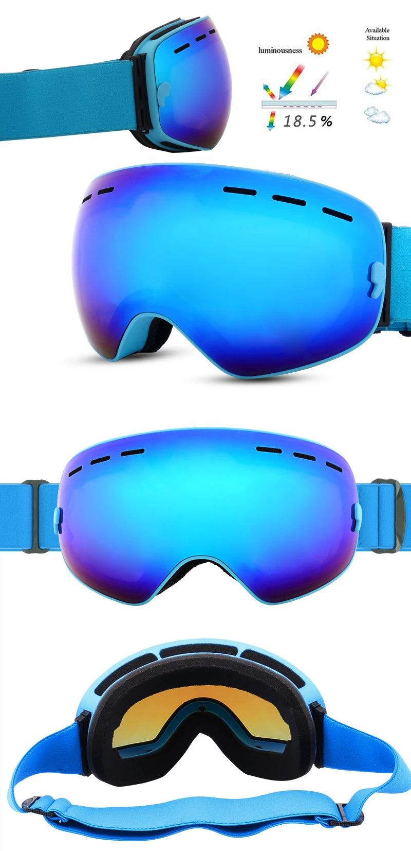 X-TIGER Ski Goggles with UV Protection