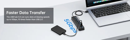 7-Port USB 3.0 Hub with Power Switch