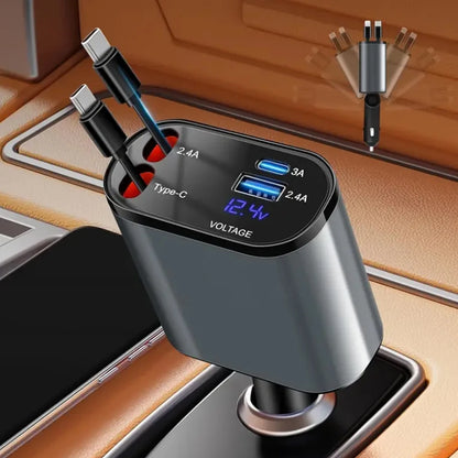 Chargeur de voiture intelligent rétractable à quatre ports