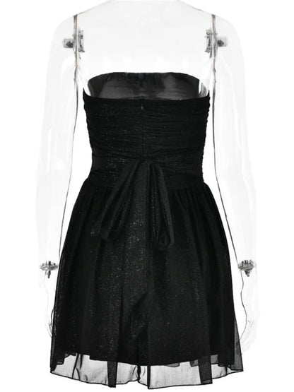 Mozision Black Strapless Sequin Mini Dress