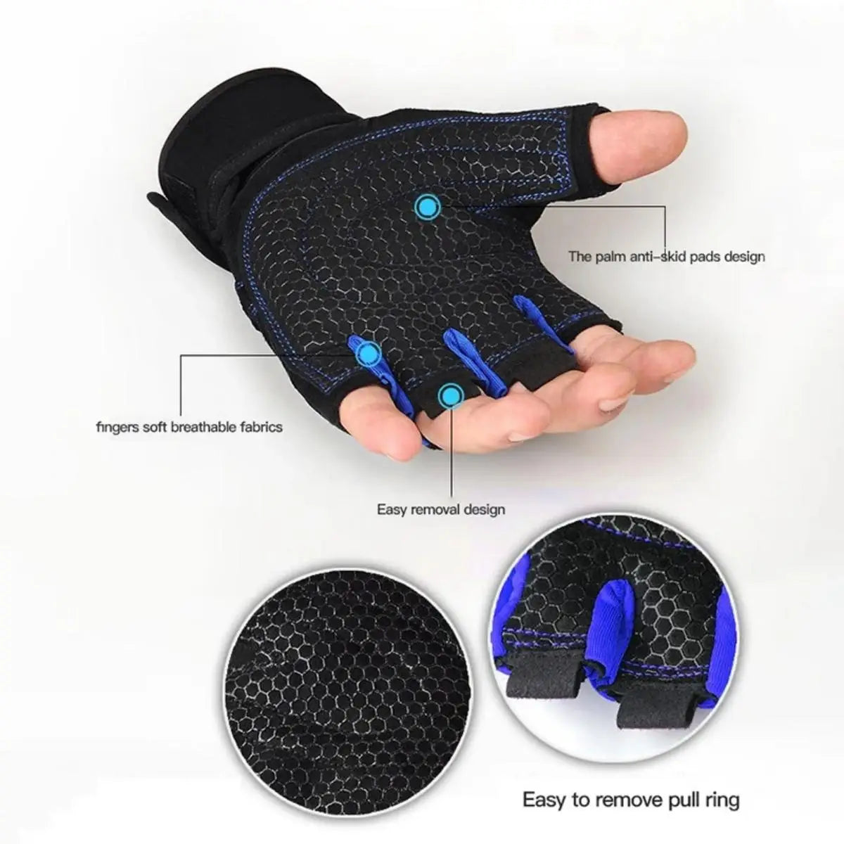 Breathable Shockproof Gym Gloves with Wrist Support