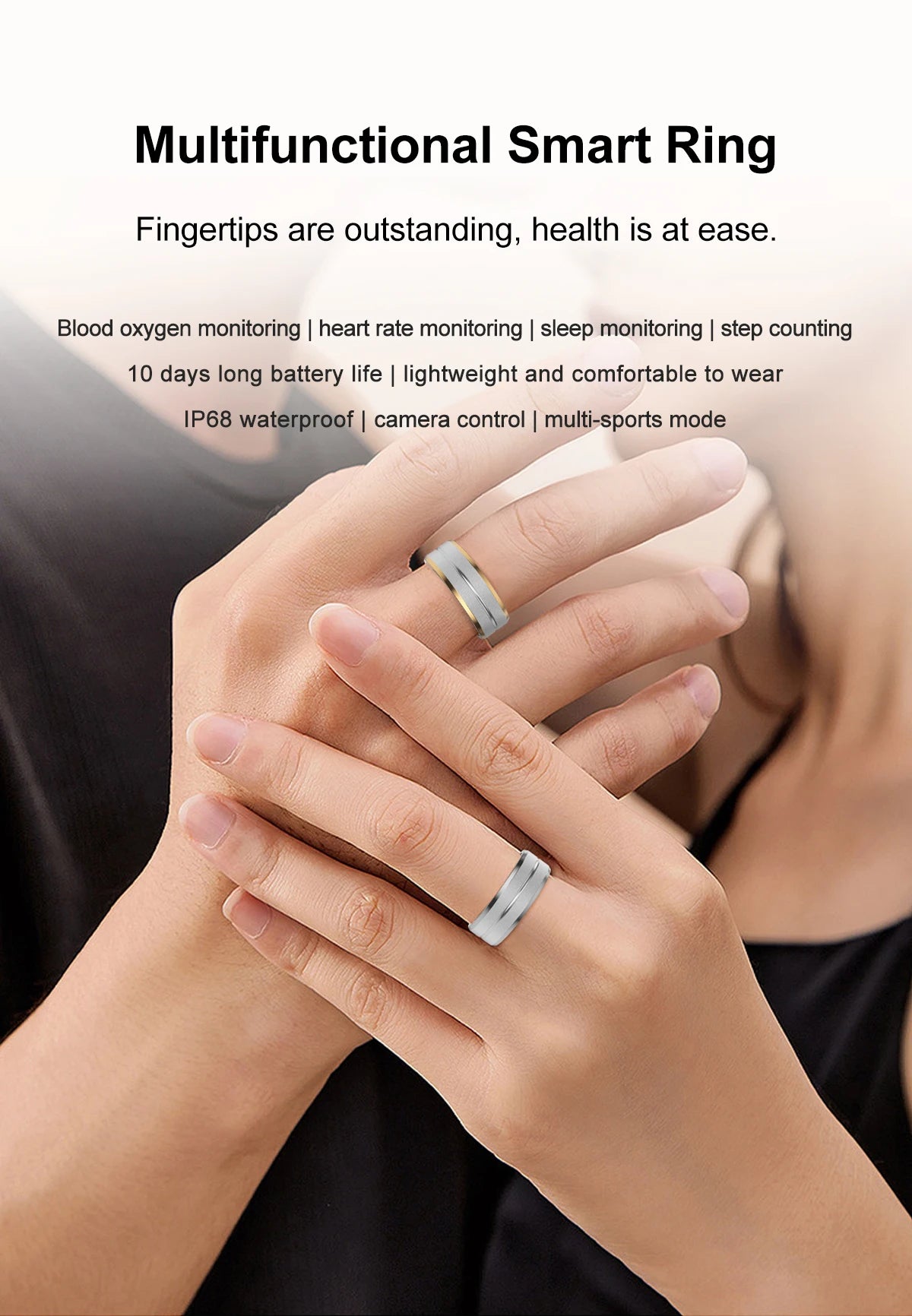 Smart Health Monitoring Waterproof Fitness Ring