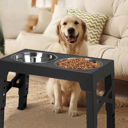 Adjustable Raised Feeder with Double Bowls