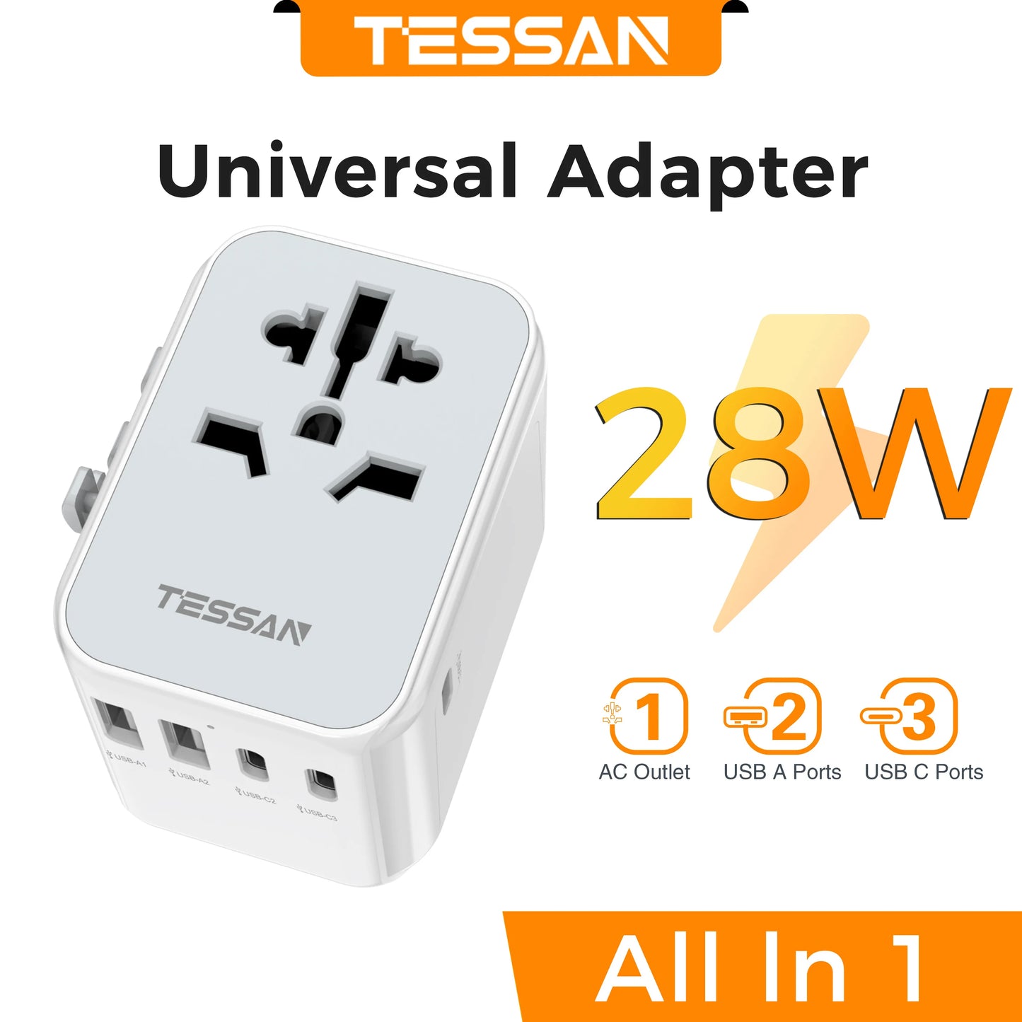 Cargador adaptador de viaje universal TESSAN 