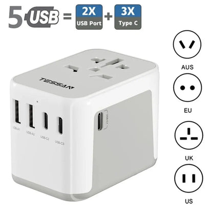 Adaptador de viaje universal con puertos USB 