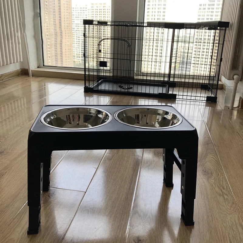 Adjustable Raised Feeder with Double Bowls