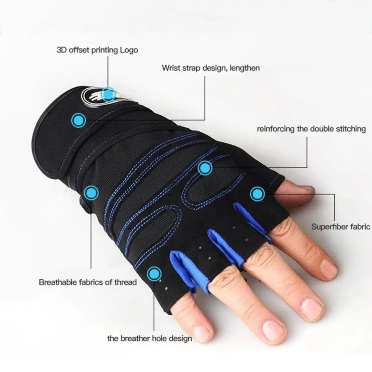 Breathable Shockproof Gym Gloves with Wrist Support