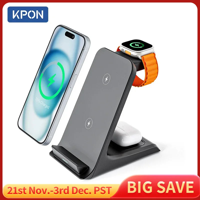 KPON 3-in-1 Fast Wireless Charger