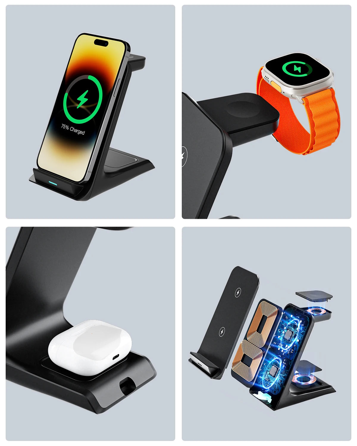 KPON 3-in-1 Fast Wireless Charger