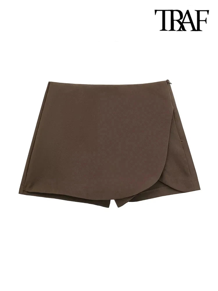 TRAF Vintage High-Waist Shorts Skirt