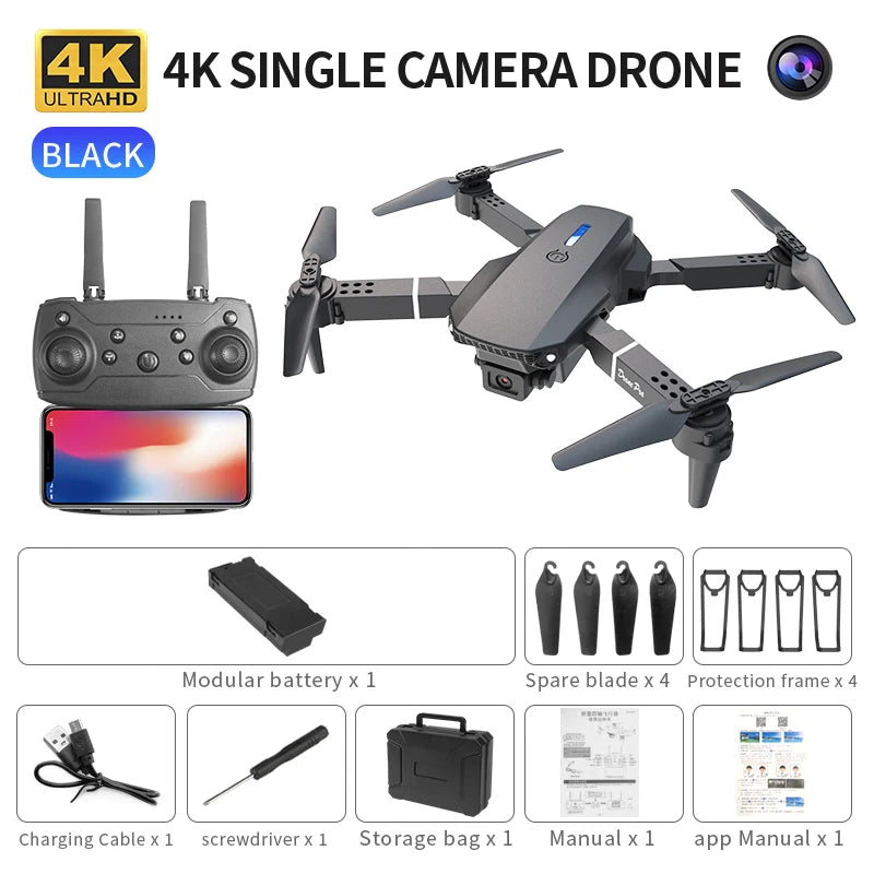 E88 Foldable 4K Drone with Dual Camera