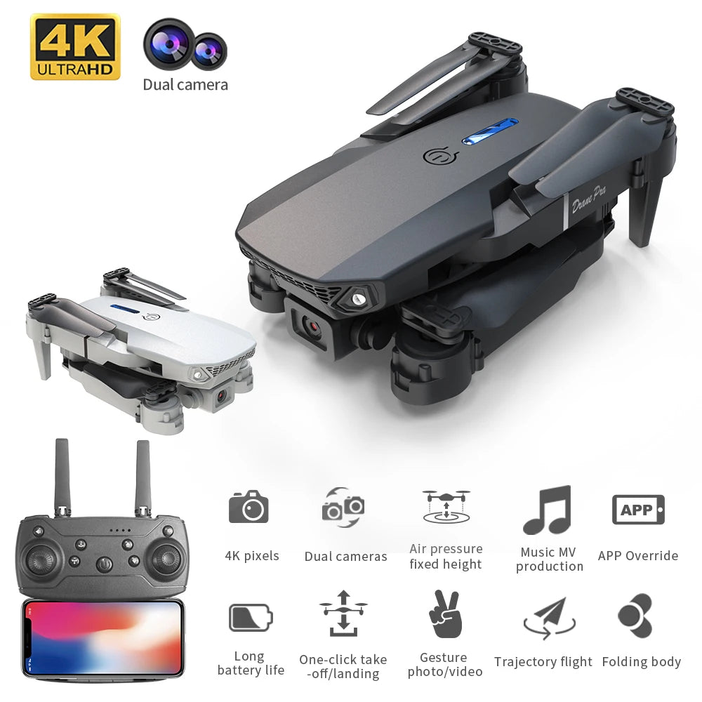 E88 Foldable 4K Drone with Dual Camera