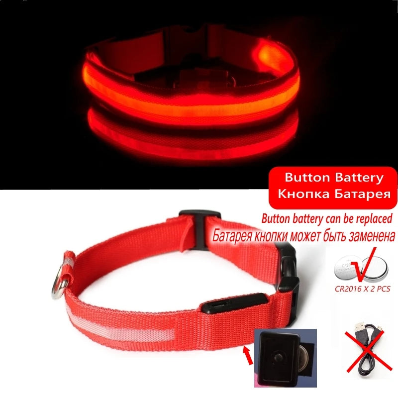 LED Dog Collar Light for Pets - USB Rechargeable